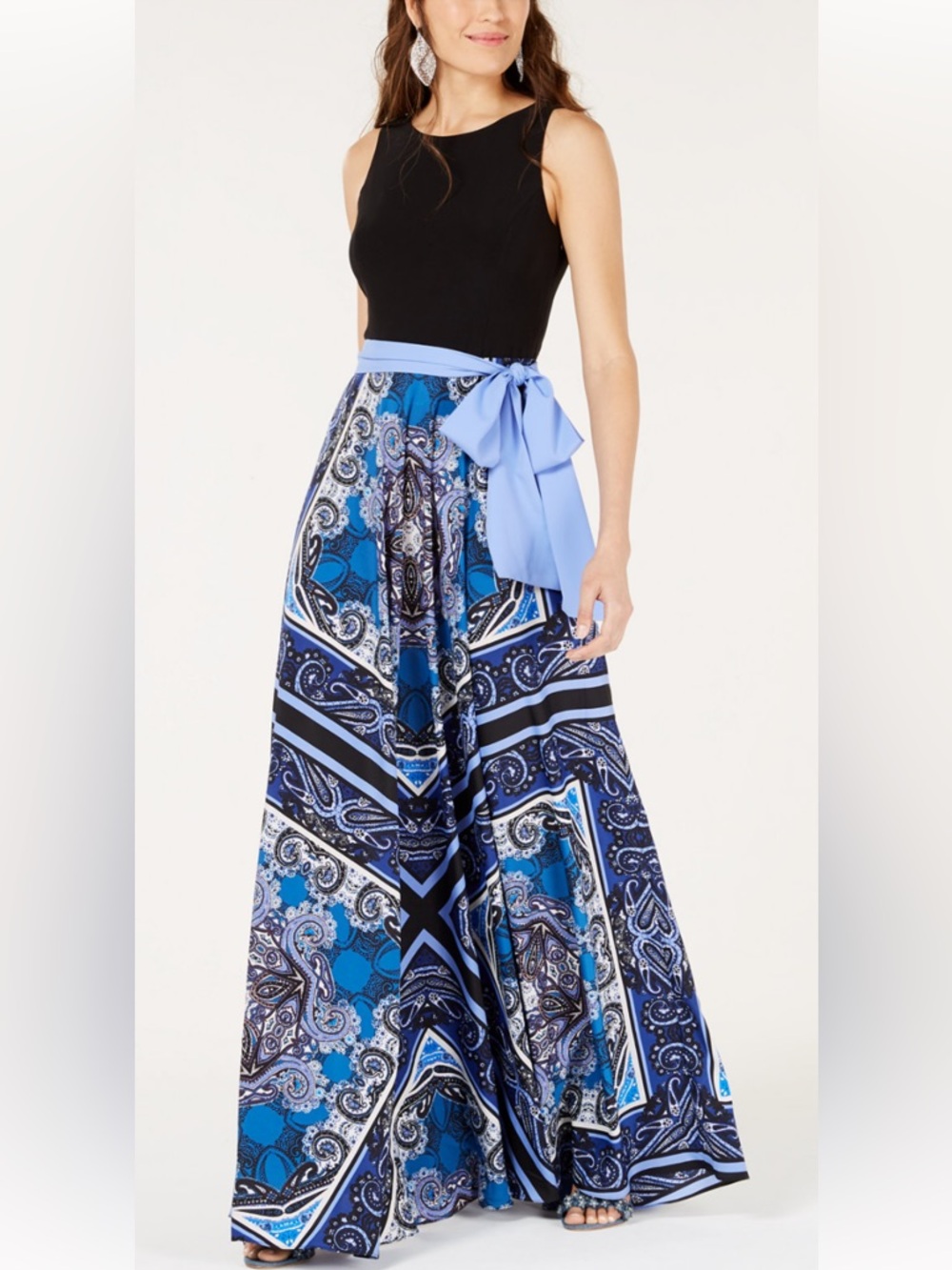 I.N.C. Printed Contrast Maxi Dress, Sz 10